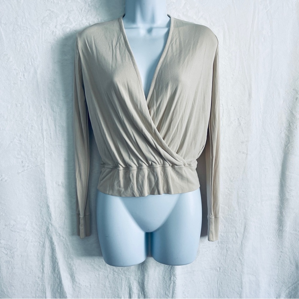 Calvin Klein Cream Wrap Silk Blouse Fitted Style